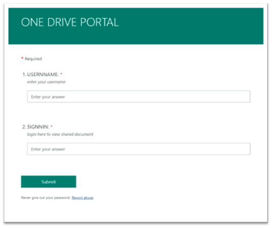 Onde drive portal phishing